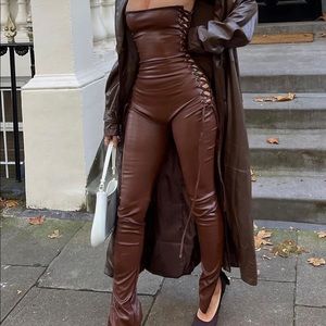 Arty on PU leather jumpsuit fashion nova